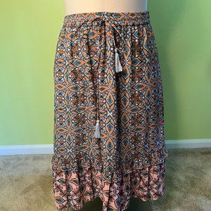 Loft Patterned Midi Skirt Size Medium